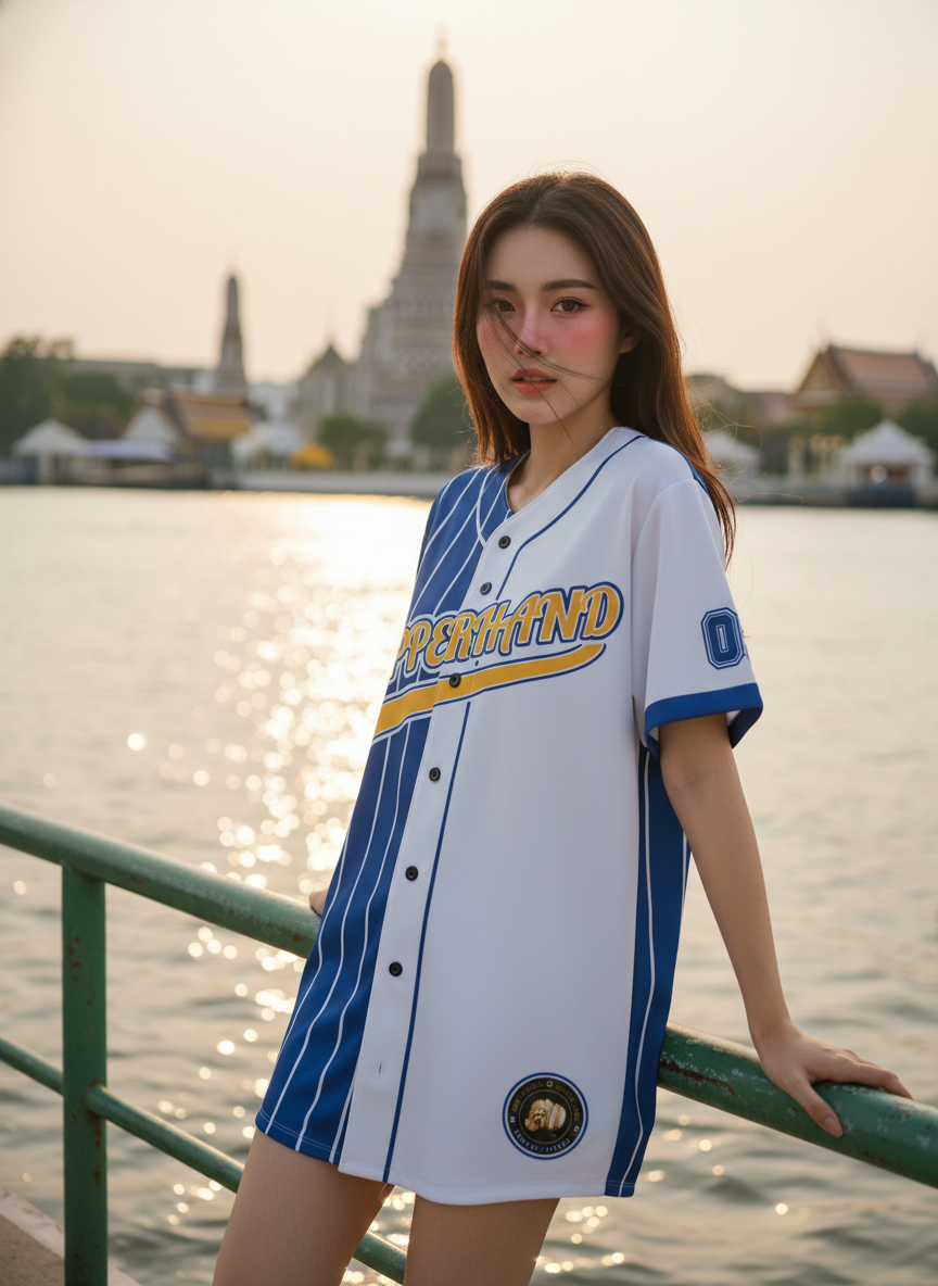 ORDER 128 เสื้อเบสบอล - ด้านหน้า เสื้อเบสบอลพิมพ์ลาย สั่งทำ ออกแบบเอง ORDER 128 ด้านหน้า