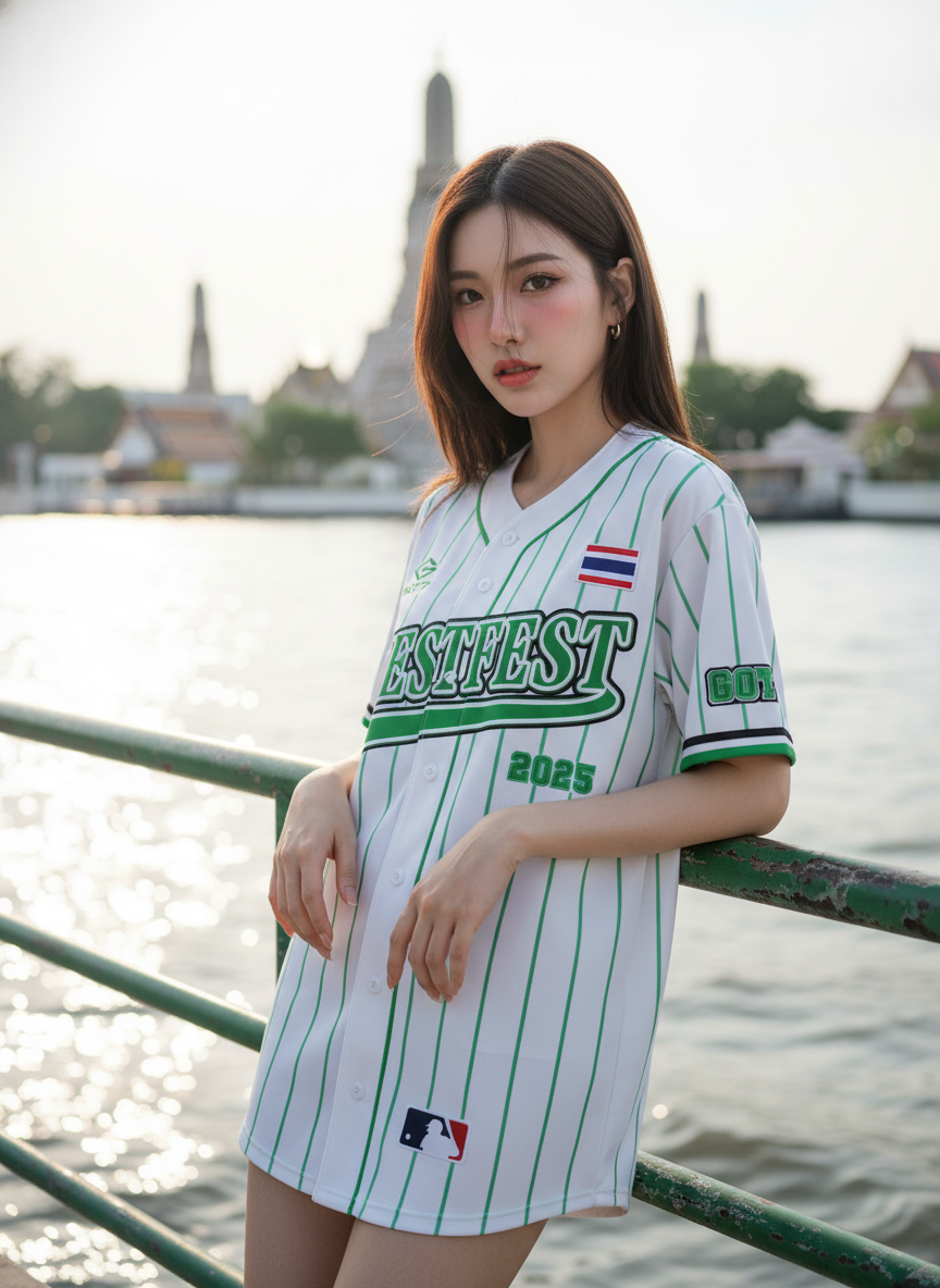 ORDER 158 เสื้อเบสบอล - ด้านหน้า เสื้อเบสบอลพิมพ์ลาย สั่งทำ ออกแบบเอง ORDER 158 ด้านหน้า