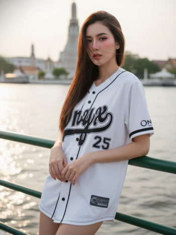 เสื้อเบสบอลพิมพ์ลาย สั่งทำ ออกแบบเอง ORDER 183 ด้านหน้า