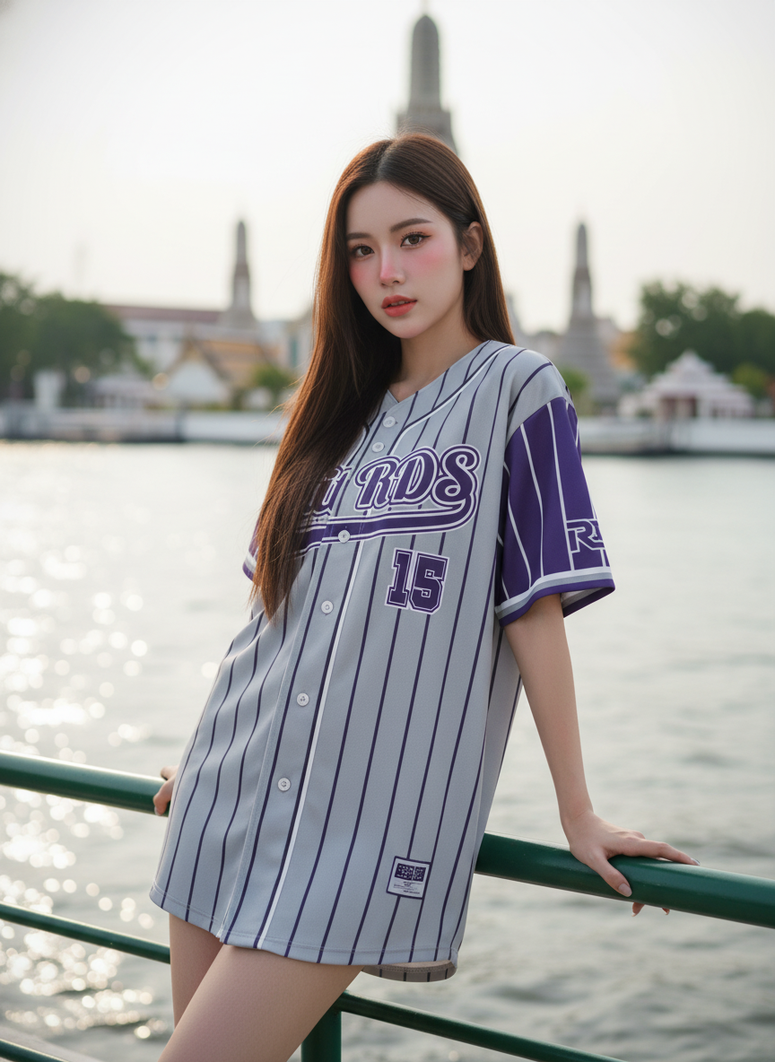 ORDER 205 เสื้อเบสบอล - ด้านหน้า เสื้อเบสบอลพิมพ์ลาย สั่งทำ ออกแบบเอง ORDER 205 ด้านหน้า