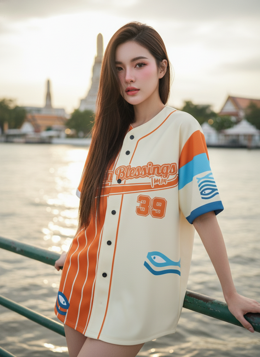 ORDER 222 เสื้อเบสบอล - ด้านหน้า เสื้อเบสบอลพิมพ์ลาย สั่งทำ ออกแบบเอง ORDER 222 ด้านหน้า