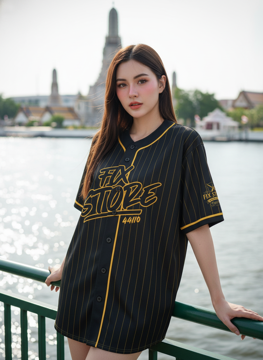ORDER 247 เสื้อเบสบอล - ด้านหน้า เสื้อเบสบอลพิมพ์ลาย สั่งทำ ออกแบบเอง ORDER 247 ด้านหน้า