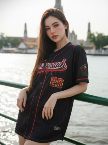 เสื้อเบสบอลพิมพ์ลาย สั่งทำ ออกแบบเอง ORDER 493 ด้านหน้า
