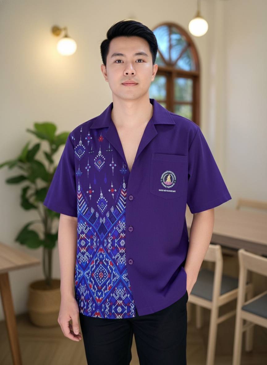 เสื้อทีมผ้าไทย ม่วง ด้านหน้า ออกแบบ/รับผลิตเสื้อทีมผ้าไทย เสื้อทีมผ้าไทย ม่วง ด้านหน้า ออกแบบ/รับผลิตเสื้อทีมผ้าไทย