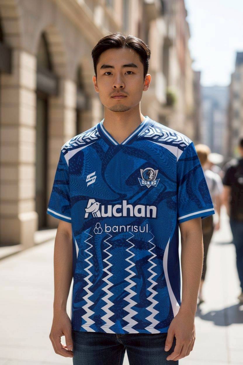 เสื้อฟุตบอล FTL1181 ALL STAR เบอร์ 5 สีน้ำเงิน ลายซิกแซกขาว ดีไซน์โมเดิร์น