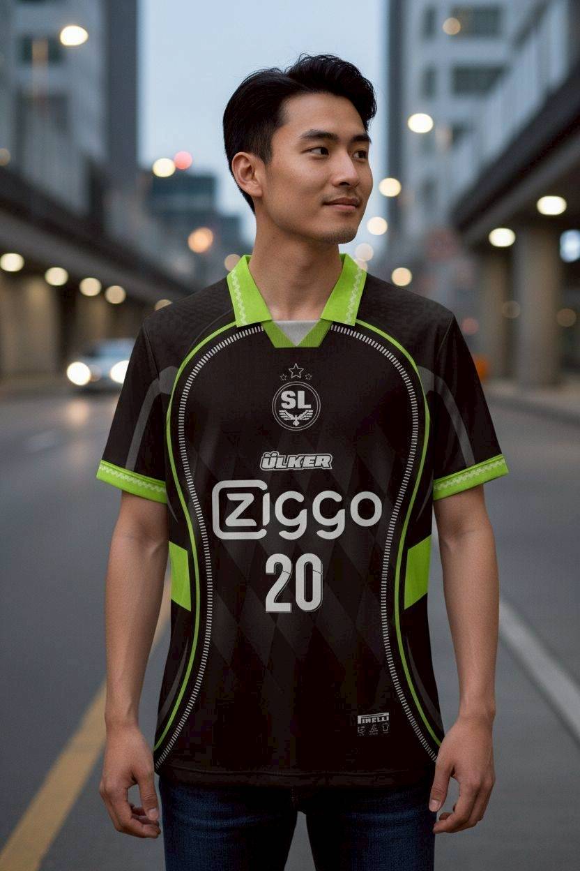 เสื้อกีฬา RT429 ดำเขียวนีออน Ziggo AllStar 20 สไตล์โปรลีก