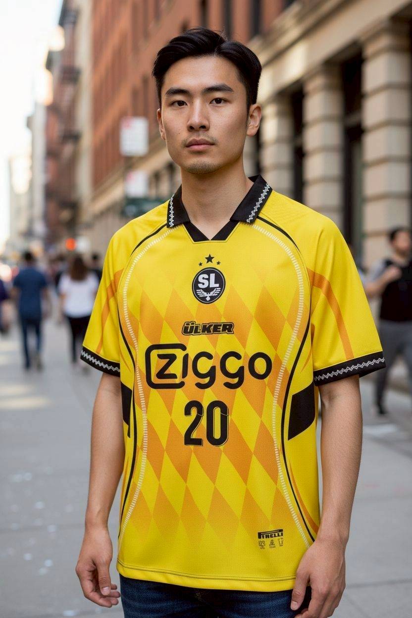 เสื้อฟุตบอล RT432 ทีม Ziggo สีเหลืองทอง หมายเลข 20 All Star Yokohama