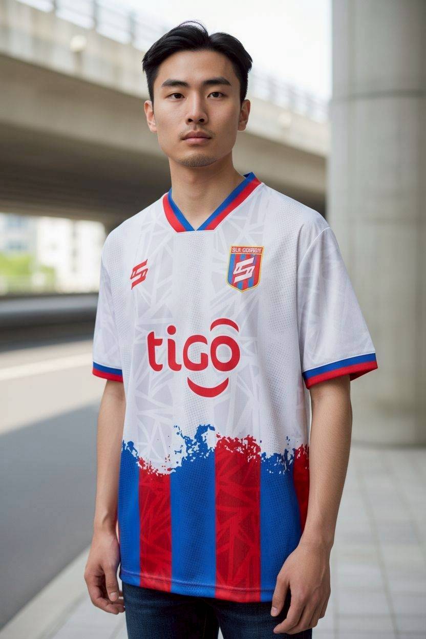 เสื้อฟุตบอล RT847 ทีมติโก้ ลายธงชาติไล่สี ขาวแดงน้ำเงิน