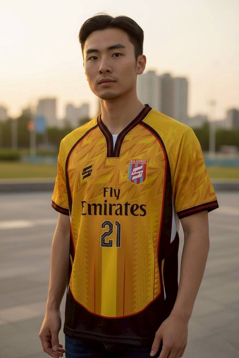 เสื้อกีฬา RT326 ลายทองส้ม Emirates ทีมออลสตาร์ เบอร์21