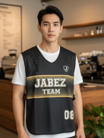 ออกแบบเสื้อกั๊ก รับผลิตเสื้อกั๊ก JABEZ TEAM ด้านหน้า