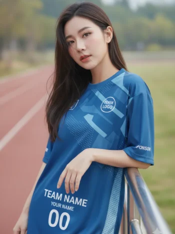 เสื้อวิ่งสั่งทำ ลายบลูปรินต์น้ำเงิน จาก Jabez