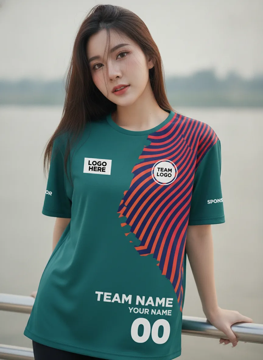 เสื้อวิ่งสั่งทำ ลายกลิตช์ แดง-กรมท่า จัดเต็ม มุมที่ 2 เสื้อวิ่งสั่งทำ ลายกลิตช์ แดง-กรมท่า จัดเต็ม มุมที่ 2