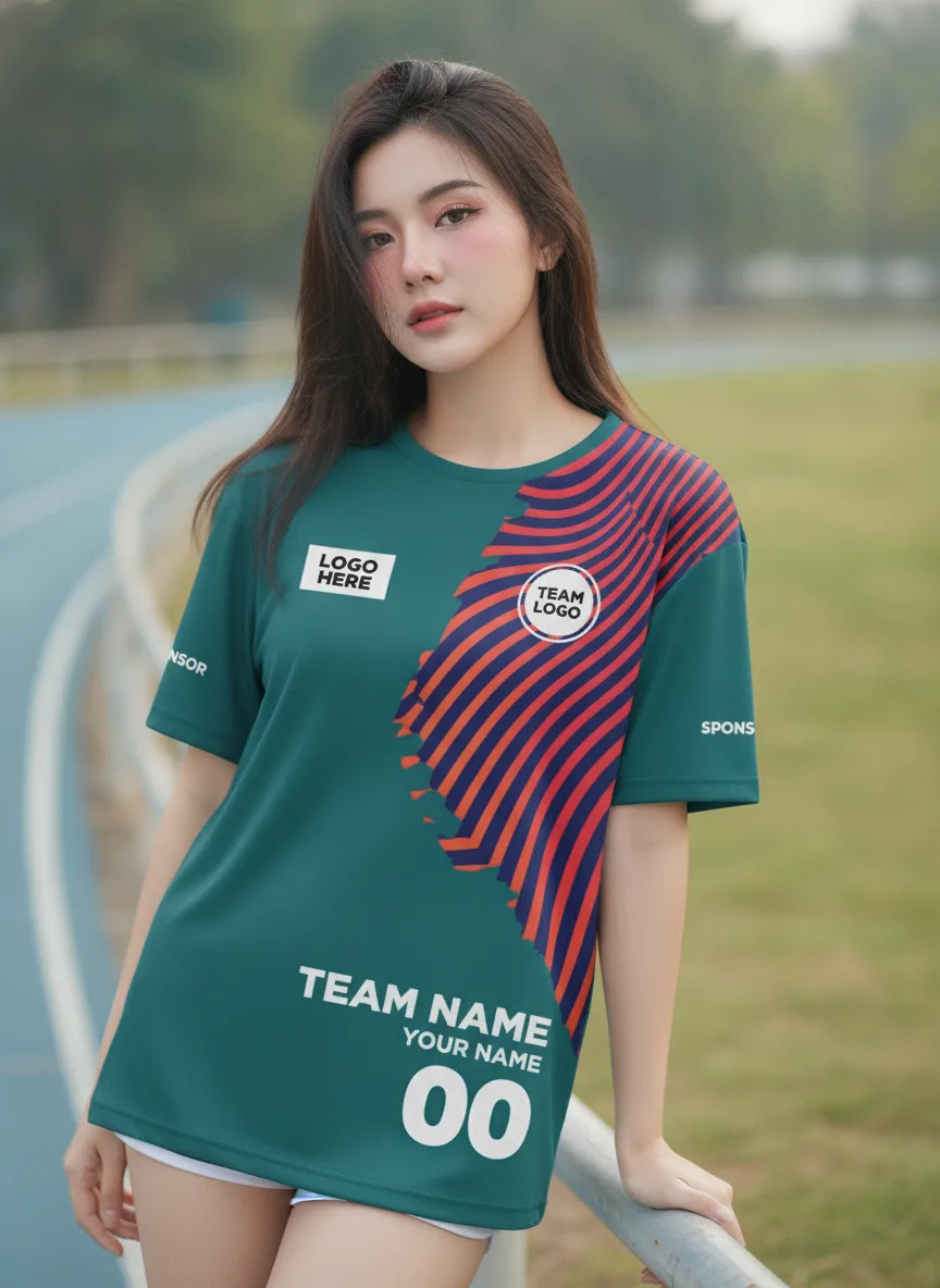 เสื้อวิ่งสั่งทำ ลายกลิตช์จัดเต็ม จาก Jabez