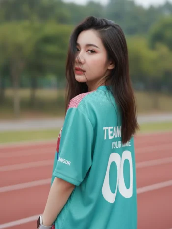 เสื้อวิ่งลายคลื่น เซกาอิฮะ เขียวมิ้นต์ สั่งทำ ด้านหลัง