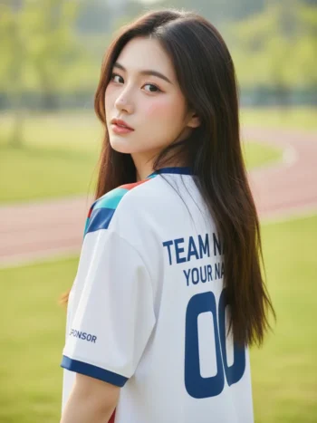 เสื้อวิ่งมินิมอล ลายเศษเรขา พื้นขาว สั่งทำ ด้านหลัง