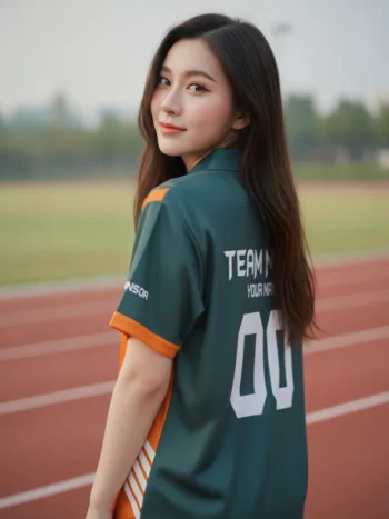 เสื้อวิ่งสั่งทำ ลายเทคเบลด ส้ม-เทา ดูสปอร์ต ด้านหลัง