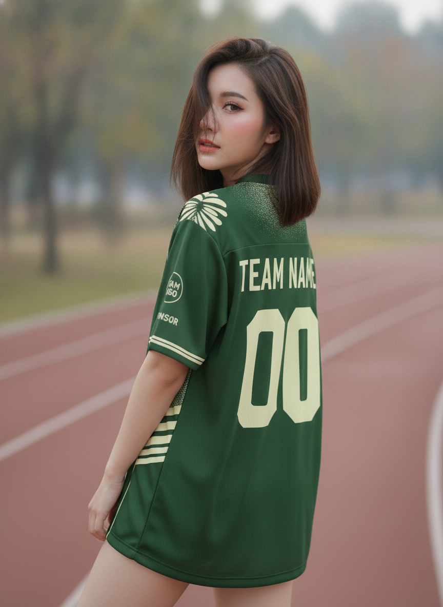 เสื้อวิ่งทีม เขียวขี้ม้าตัดครีม มินิมอลสปอร์ต สั่งทำใส่ชื่อ ด้านหลัง เสื้อวิ่งทีม เขียวขี้ม้าตัดครีม มินิมอลสปอร์ต สั่งทำใส่ชื่อ ด้านหลัง