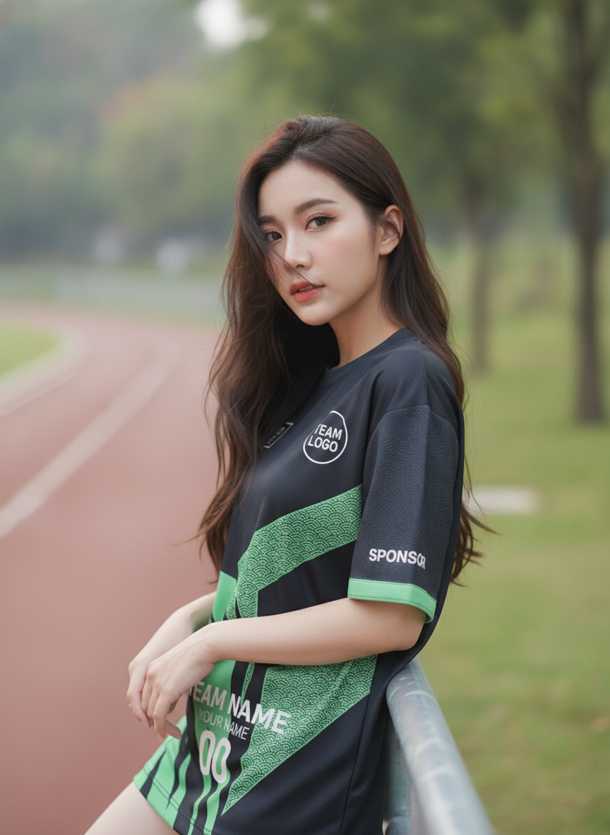 นางแบบใส่เสื้อวิ่งทีม โลโก้สายฟ้ามินต์ กรมท่า มินิมอล สั่งทำ ริมลู่วิ่ง สั่งทำใส่ชื่อทีม นางแบบใส่เสื้อวิ่งทีม โลโก้สายฟ้ามินต์ กรมท่า มินิมอล สั่งทำ ริมลู่วิ่ง สั่งทำใส่ชื่อทีม