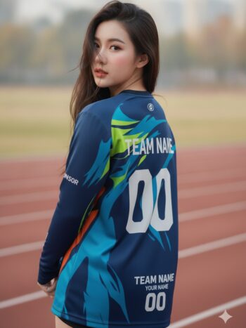เสื้อวิ่งทีม ลายของเหลวนาวี-ฟ้า-เขียว อีสปอร์ต สั่งทำ ด้านหลัง