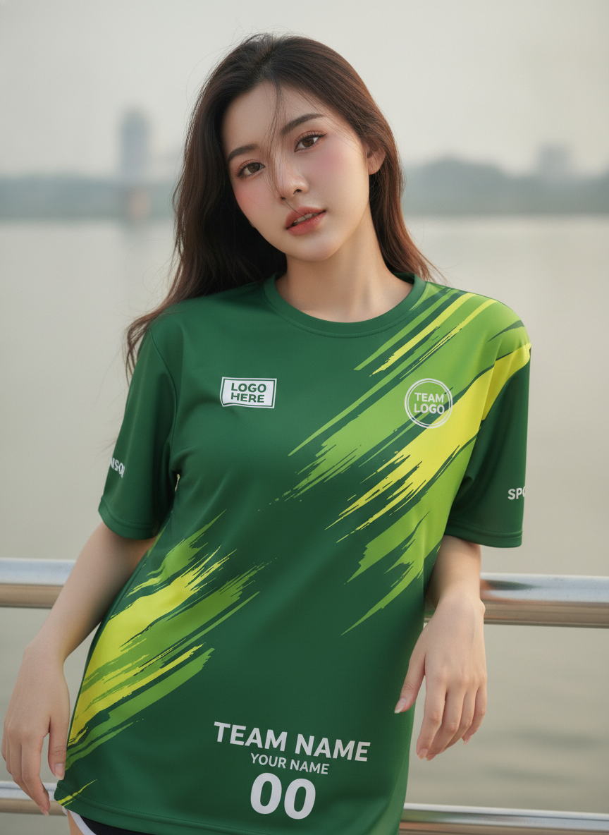เสื้อวิ่งทีม เขียวเข้มลายแปรงมะนาว มินิมอล สั่งทำ มุมที่ 2 เสื้อวิ่งทีม เขียวเข้มลายแปรงมะนาว มินิมอล สั่งทำ มุมที่ 2