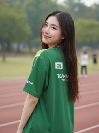 เสื้อวิ่งทีม เขียวเข้มลายแปรงมะนาว มินิมอล สั่งทำ ด้านหลัง