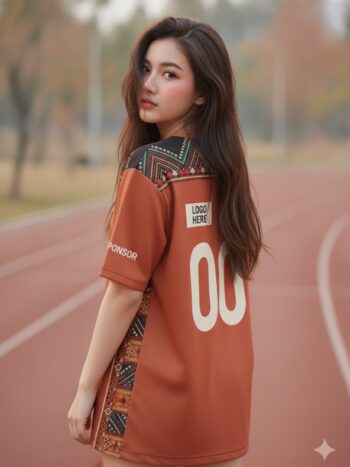 เสื้อวิ่งทีม สีอิฐแต่งลายเผ่า มินิมอล สั่งทำใส่ชื่อ ด้านหลัง