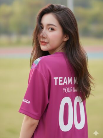 เสื้อวิ่งทีม ลายแปรงชมพู-ม่วง กรันจ์ สั่งทำใส่ชื่อ ด้านหลัง
