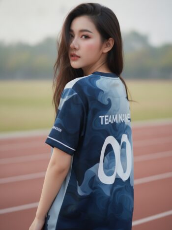 ด้านหลังเสื้อวิ่งทีมลายควันมาร์เบิลโทนกรมท่า พื้นที่ใส่ชื่อทีมและเบอร์