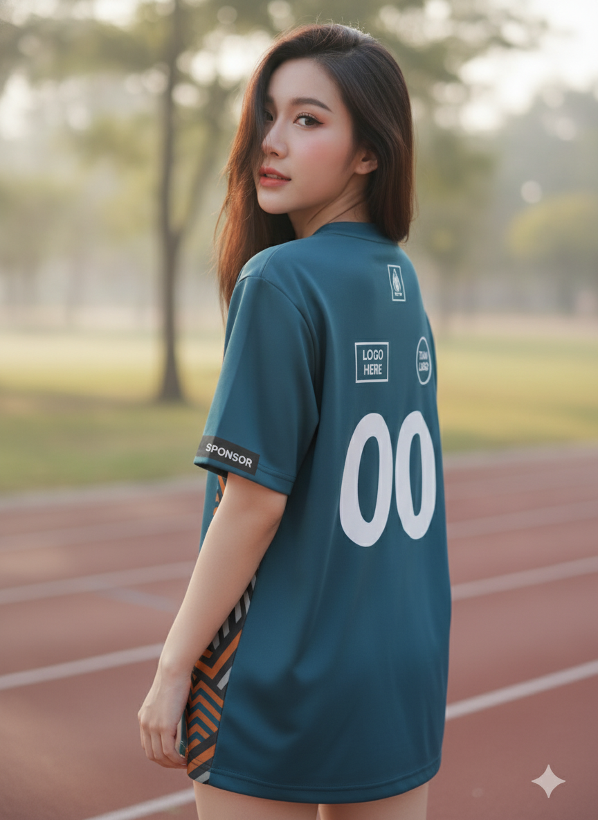 เสื้อวิ่งทีม เขียวเข้มลายเขาวงกตส้ม มินิมอล สั่งทำ ด้านหลัง เสื้อวิ่งทีม เขียวเข้มลายเขาวงกตส้ม มินิมอล สั่งทำ ด้านหลัง
