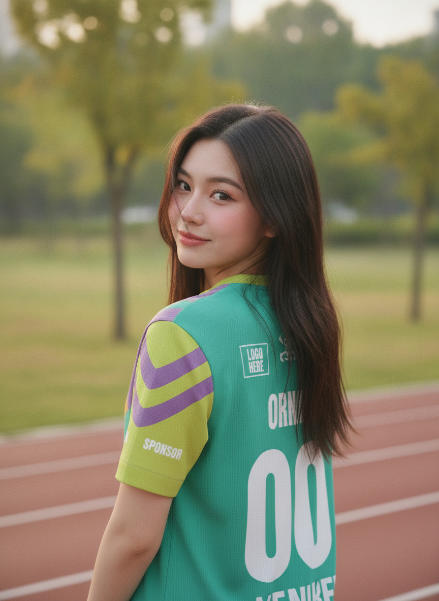เสื้อวิ่งทีม เขียวมรกตลายเรขาคณิต มินิมอล สั่งทำ ด้านหลัง เสื้อวิ่งทีม เขียวมรกตลายเรขาคณิต มินิมอล สั่งทำ ด้านหลัง