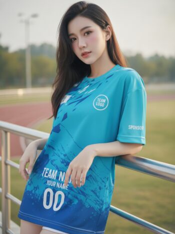 นางแบบใส่เสื้อวิ่งทีม ไล่เฉดฟ้าลายภูเขา-ชาร์ด สั่งทำใส่ชื่อ ริมลู่วิ่ง สั่งทำใส่ชื่อทีม