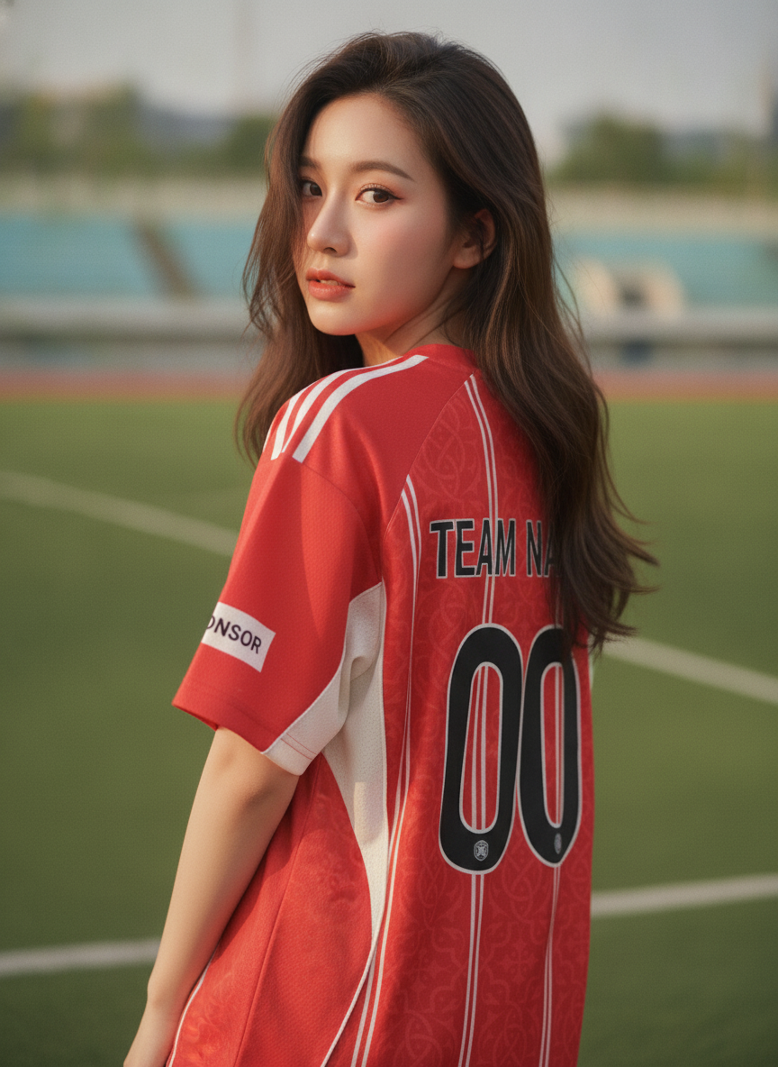 เสื้อกีฬาสีแดง ลายดามัสก์ดอกไม้ แดง-ขาว สั่งทำ ด้านหลัง เสื้อกีฬาสีแดง ลายดามัสก์ดอกไม้ แดง-ขาว สั่งทำ ด้านหลัง