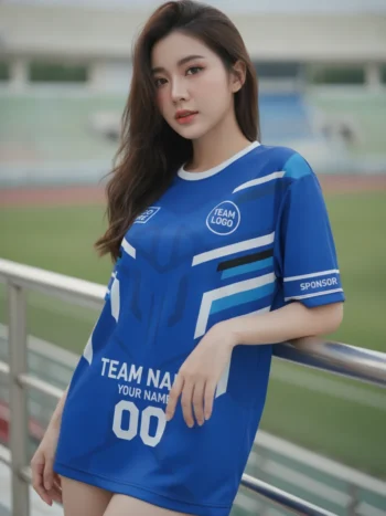 เสื้อกีฬาสีน้ำเงิน ลายลูกศรเสื้อแข่ง จาก Jabez