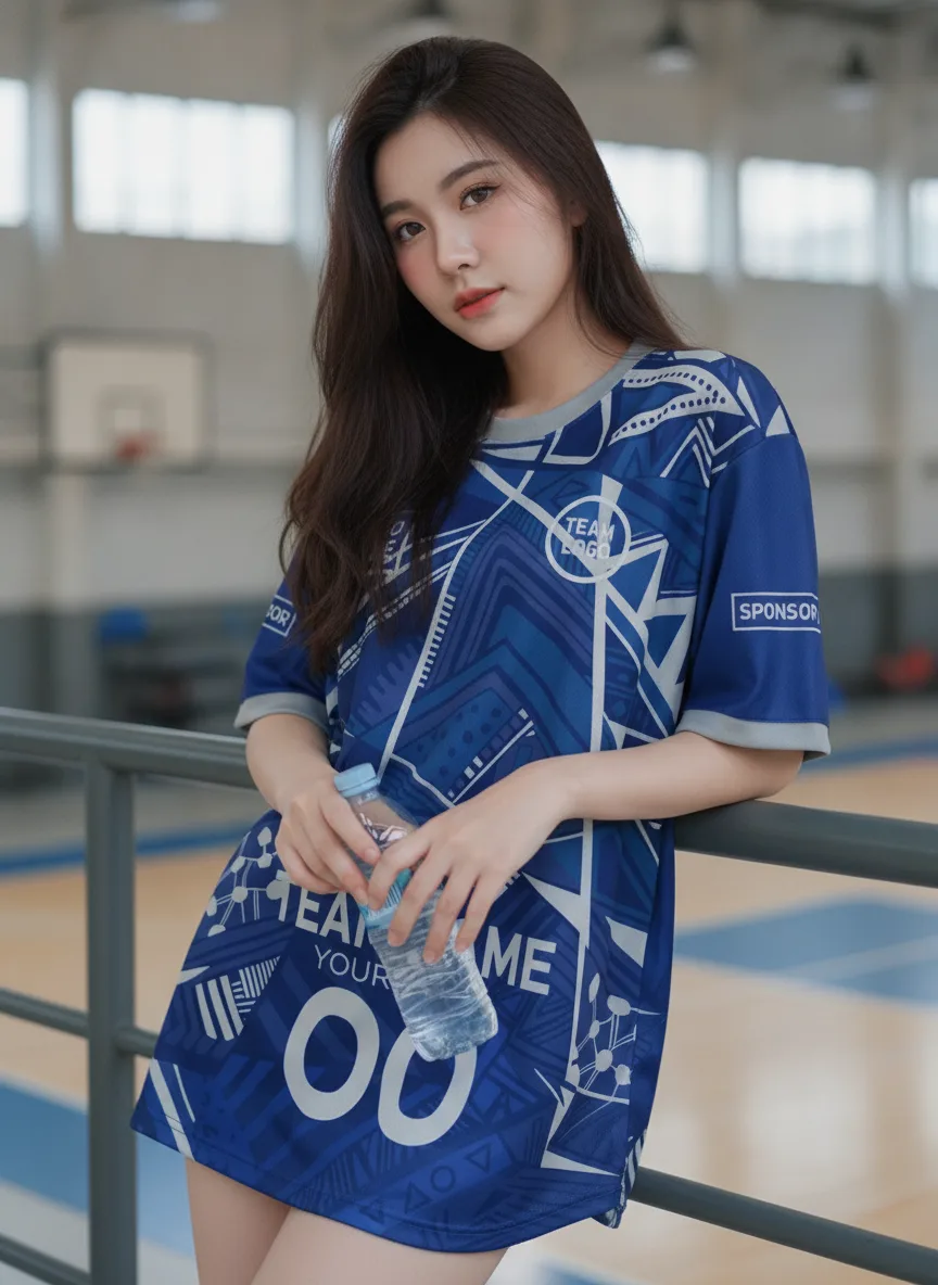เสื้อกีฬาสีน้ำเงิน ลายแอซเท็กเรขา เท่ สั่งทำ มุมที่ 2 เสื้อกีฬาสีน้ำเงิน ลายแอซเท็กเรขา เท่ สั่งทำ มุมที่ 2