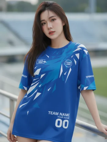 เสื้อกีฬาสีน้ำเงิน ลายคริสตัลแตก จาก Jabez
