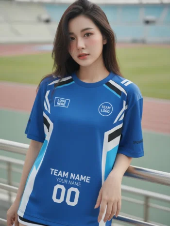 เสื้อกีฬาสีน้ำเงิน ลายเพชรตารางเรขา จาก Jabez