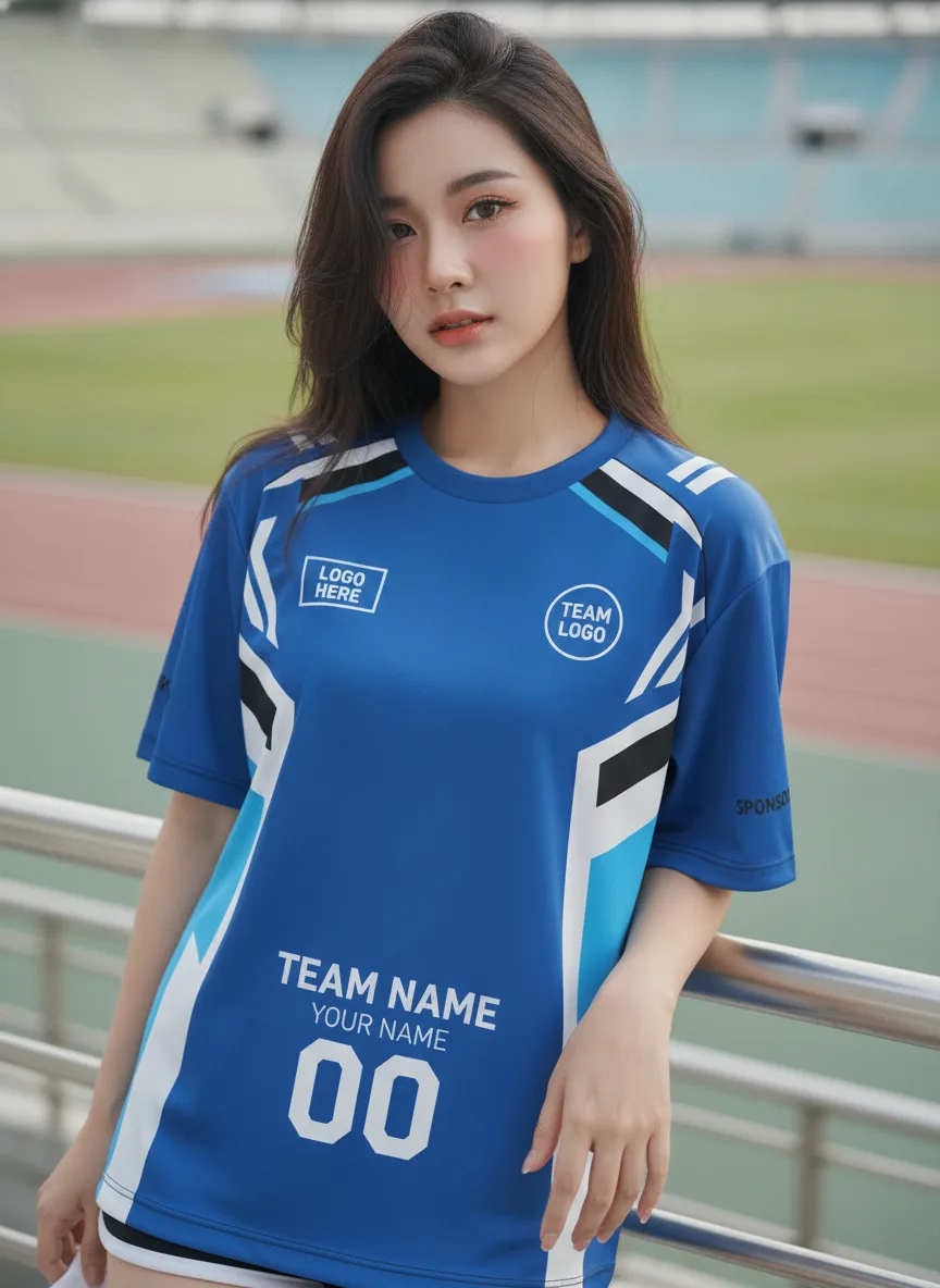 เสื้อกีฬาสีน้ำเงิน ลายเพชรตารางเรขา จาก Jabez
