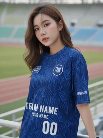 เสื้อกีฬาสีน้ำเงิน ลายขนนกโทนคราม จาก Jabez