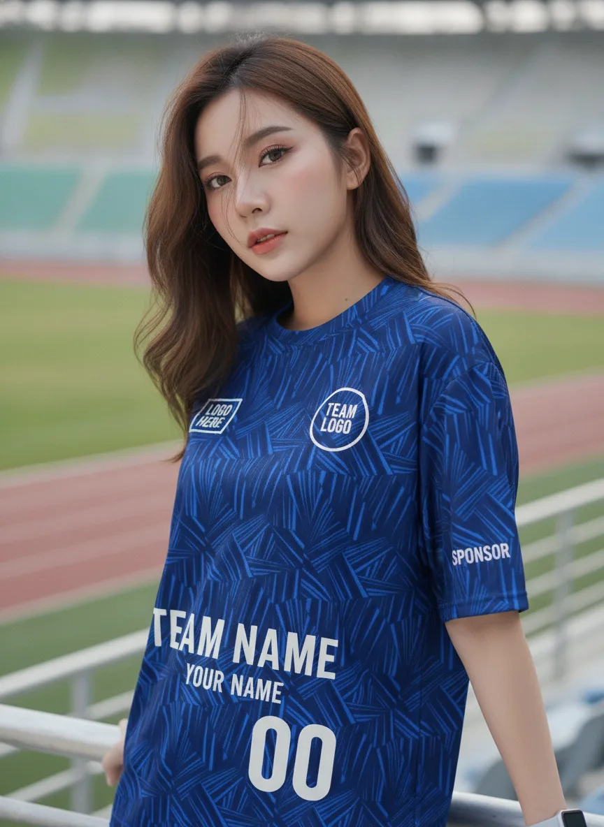 เสื้อกีฬาสีน้ำเงิน ลายขนนกโทนคราม จาก Jabez เสื้อกีฬาสีน้ำเงิน ลายขนนกโทนคราม จาก Jabez