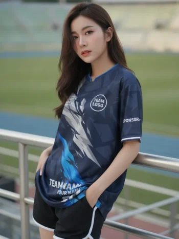 เสื้อกีฬาสีน้ำเงิน ลายสไปก์หนามคม จาก Jabez