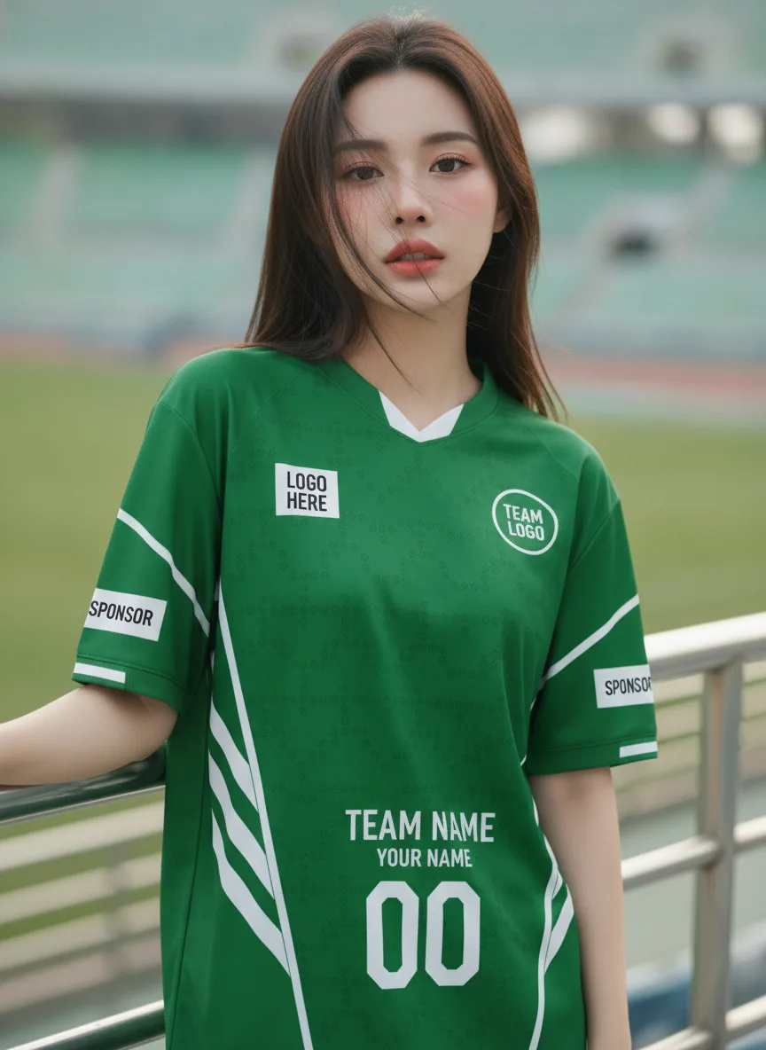 เสื้อกีฬาสีเขียว ลายลูกศรใหญ่ จาก Jabez