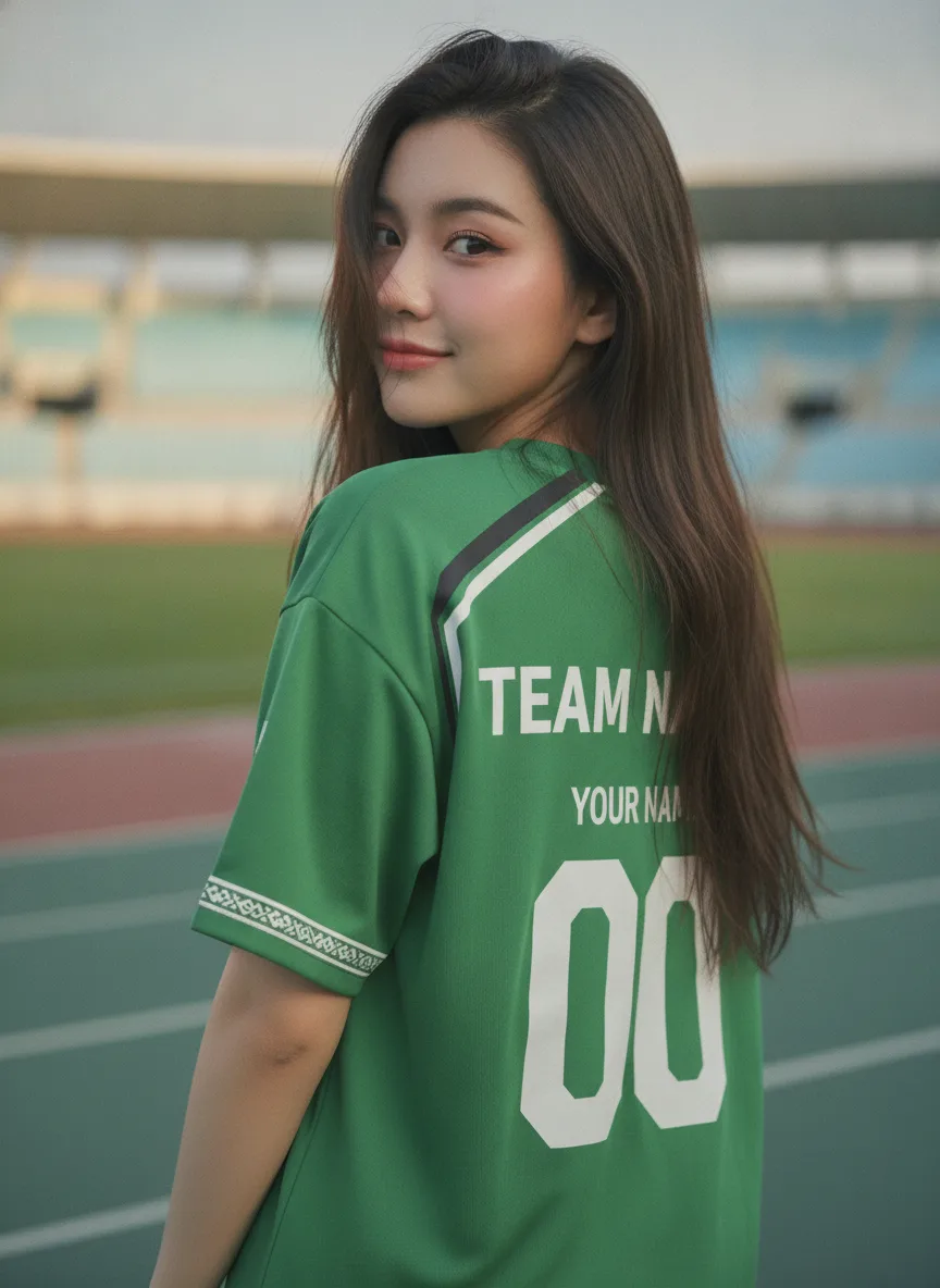 เสื้อกีฬาสีเขียว ลายอาร์ตเดโค เรขา สั่งทำ ด้านหลัง เสื้อกีฬาสีเขียว ลายอาร์ตเดโค เรขา สั่งทำ ด้านหลัง