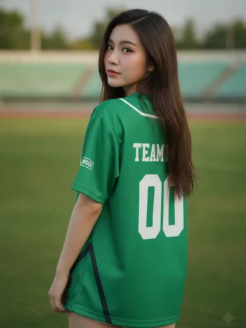 เสื้อกีฬาสีเขียว ลายแอซเท็กชนเผ่า สั่งทำ ด้านหลัง