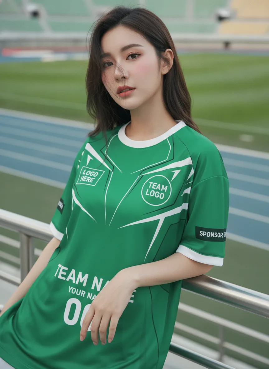 เสื้อกีฬาสีเขียว ลายเบลดเสื้อแข่ง จาก Jabez