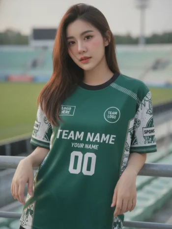 เสื้อกีฬาสีเขียว ลายบุปผากรันจ์ จาก Jabez