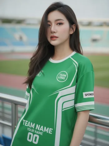 เสื้อกีฬาสีเขียว ลายสายฟ้าซิกแซก จาก Jabez