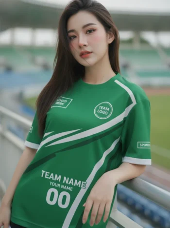 เสื้อกีฬาสีเขียว ลายพู่กันกระจาย จาก Jabez