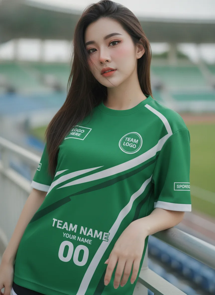 เสื้อกีฬาสีเขียว ลายพู่กันกระจาย จาก Jabez