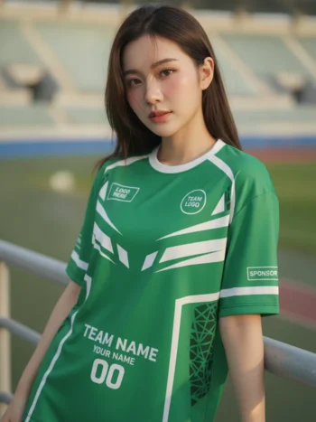 เสื้อกีฬาสีเขียว ลายดูเดิลใบไม้ จาก Jabez