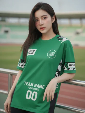 เสื้อกีฬาสีเขียว ลายก้างปลาเขียว-ขาว จาก Jabez